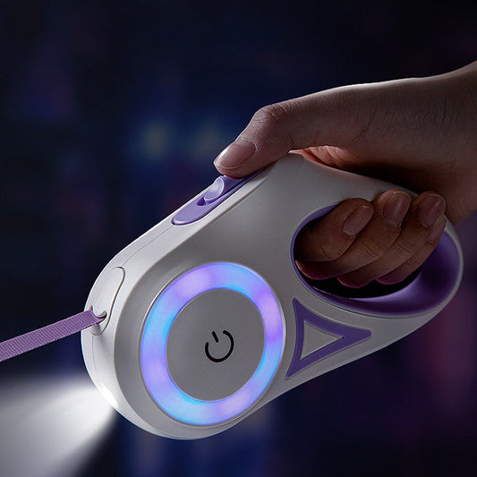 Retractable Dog Leash with Collar & LED Light